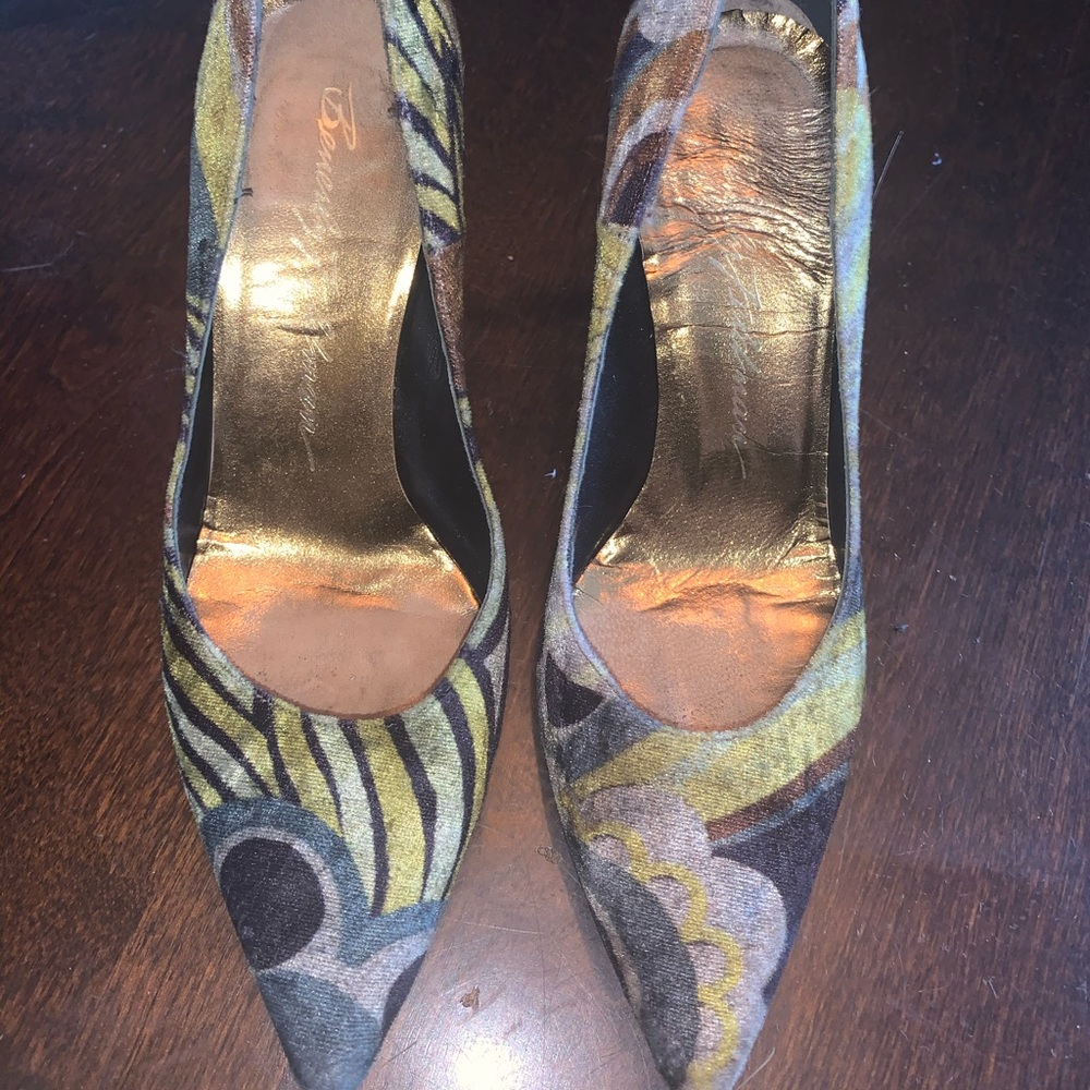 Unique colorful pointed toe heels
